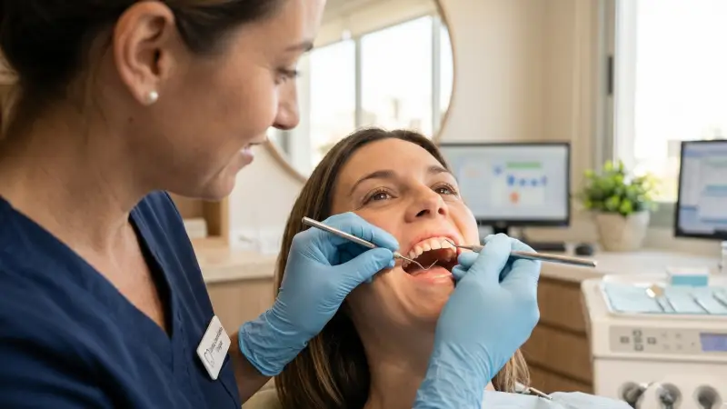Análisis de salud periodontal en consultorio dental